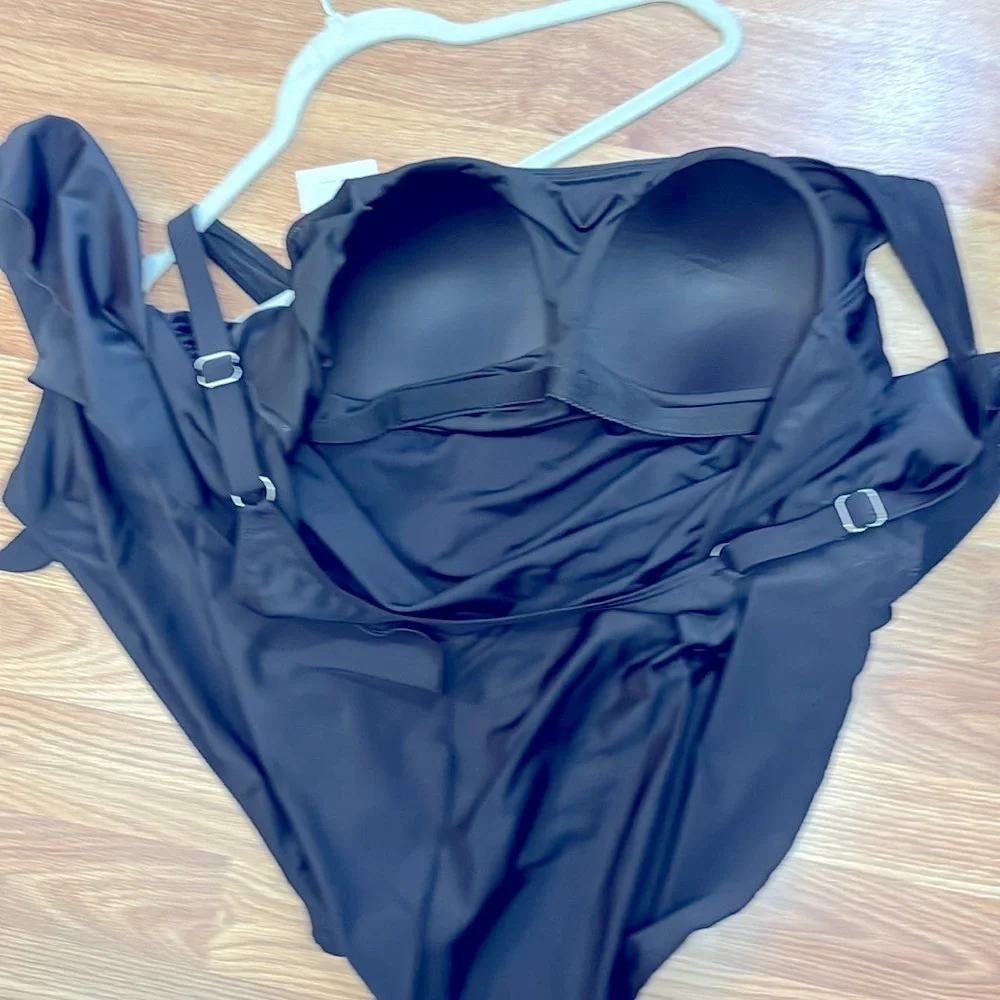EoMENIE Black Pullover One-Piece Swimsuit Size 20W Adjustable Straps Padded Bra - Picture 10 of 12